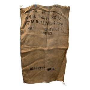 Jute Burlap Organic Coffee Bean Bag Sack Food Grade Santa Cruz Large